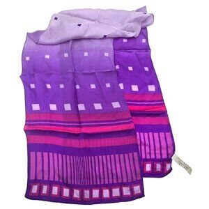Elaine Gold Collection Silk Purple Neck Scarf With Geometric Design JJ3794